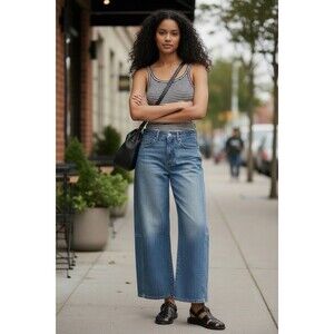 Anthro Pilcro Jeans  The Kenna  Hi-Rise Heritage Barrel Wide Leg Ankle 31 Boho